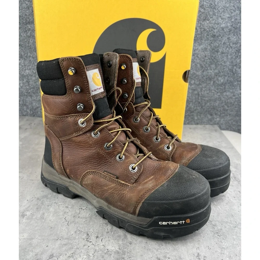 Carhartt Ground Force Work Boots Men 8W Brown Waterproof Composite Toe CME8355